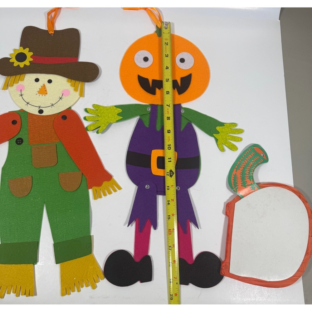 Unbranded Halloween Decor Set Multicolor Felt Scarecrow Pumpkin Trio - Picture 16 of 16